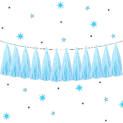 Гирлянда тассел 12 кисточек по 5 листов, голубой